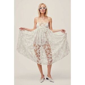 NWT FOR LOVE & LEMONS CROCHET EYELET LACE  SUNDAE MIDI BODYSUIT DRESS
